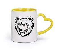 AYUEHBN céramique Tasse à café avec anse - Céramique classique Animal prédateur à tête d'ours （11oz/320ml） Parfait pour les cuisines, restaurants et cafés, excellente idée cadeau Jaune