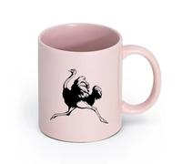 AYUEHBN céramique Tasse à café avec anse - Céramique classique Autruche Animal ation （11oz/320ml） Parfait pour les cuisines, restaurants et cafés, excellente idée cadeau Rose