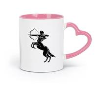 AYUEHBN céramique Tasse à café avec anse - Céramique classique Centaure Fantastique Mythologie grecque Archer （11oz/320ml） Pour hommes et femmes Rose