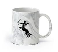 AYUEHBN céramique Tasse à café avec anse - Céramique classique Centaure Fantastique Mythologie grecque Archer （11oz/320ml） Pour hommes et femmes Marmorschwarz