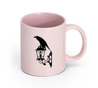 AYUEHBN céramique Tasse à café avec anse - Céramique classique Corbeau Corbeau Oiseau Lanterne Street Style （11oz/320ml） Pour le bureau et la maison Rose
