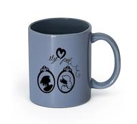 AYUEHBN céramique Tasse à café avec anse - Céramique classique Fille Femme Portrait Mon Animal de Compagnie （11oz/320ml） Cadeau pour homme ou femme Blaugrau