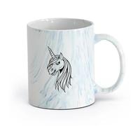 AYUEHBN céramique Tasse à café avec anse - Céramique classique Licorne Conte de fées Fiction Magique Animal （11oz/320ml） Lave-vaisselle et micro-ondes Marmorblau