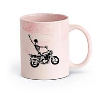 AYUEHBN céramique Tasse à café avec anse - Céramique classique Moto de motards fantômes pour Halloween （11oz/320ml） Pour café, flocons d'avoine, thé, facile à nettoyer Marmorrosa