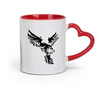 AYUEHBN céramique Tasse à café avec anse - Céramique classique Oiseau de proie Aigle volant Faucon （11oz/320ml） Pour café, soupe, thé, lait, latte, chocolat chaud, pour femmes et hommes Rouge
