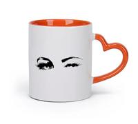 AYUEHBN céramique Tasse à café avec anse - Céramique classique Yeux sex-appeal Fille Femme （11oz/320ml） Parfait pour les cuisines, restaurants et cafés, excellente idée cadeau Orange