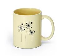 AYUEHBN céramique Tasse à café, Idée de décoration d'intérieur avec des étoiles, des pissenlits et des fleurs （11oz/320ml） Pour le bureau et la maison Beige