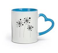AYUEHBN céramique Tasse à café, Idée de décoration d'intérieur avec des étoiles, des pissenlits et des fleurs （11oz/320ml） Pour le bureau et la maison Bleu
