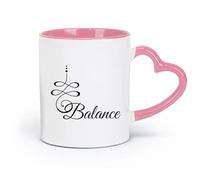 AYUEHBN céramique Tasse à thé en céramique Santé Style de vie Lettrage Équilibre Énergie Méditation （11oz/320ml） Pour café, flocons d'avoine, thé, facile à nettoyer Rose