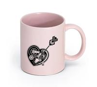 AYUEHBN céramique Tasse à thé en céramique Serrure de voiture mécanique SteamPunk Heart Gears （11oz/320ml） Pour café, soupe, thé, lait, latte, chocolat chaud, pour femmes et hommes Rose