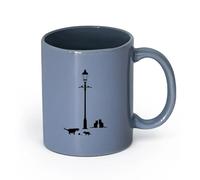 AYUEHBN céramique Tasse à thé ou à café fantaisie Lanterne de rue style lampe lumineuse chats oiseaux （11oz/320ml） Idéal pour la maison, le bureau, les cafés, idées cadeaux Blaugrau