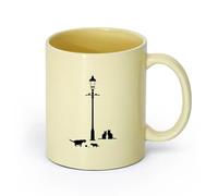 AYUEHBN céramique Tasse à thé ou à café fantaisie Lanterne de rue style lampe lumineuse chats oiseaux （11oz/320ml） Idéal pour la maison, le bureau, les cafés, idées cadeaux Beige