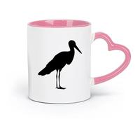 AYUEHBN céramique Tasse à thé ou à café fantaisie Oiseau Animaux Héron Collection Cigogne Silhouette Ombre （11oz/320ml） Idéal pour la maison et le bureau Rose