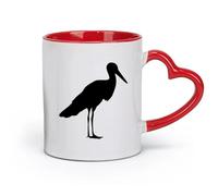 AYUEHBN céramique Tasse à thé ou à café fantaisie Oiseau Animaux Héron Collection Cigogne Silhouette Ombre （11oz/320ml） Idéal pour la maison et le bureau Rouge