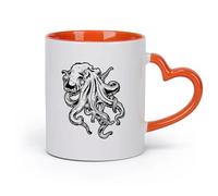 AYUEHBN céramique Tasse à thé ou à café fantaisie Poulpe de salle de bain Poisson-diable Animal marin （11oz/320ml） Excellent cadeau pour les amoureux Orange