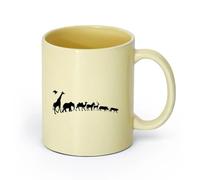 AYUEHBN céramique Tasse en céramique fantaisie Animaux sauvages Girafe Éléphant Chameau Zèbre Rhinocéros （11oz/320ml） Tasse à café en céramique pour cappuccino, thé, lait Beige