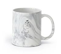 AYUEHBN céramique Tasse en céramique fantaisie Ballerine fille danse pose ballet studio oiseaux motifs （11oz/320ml） Tasses à café en céramique pour la maison ou le travail Marmorschwarz