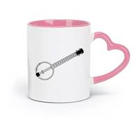 AYUEHBN céramique Tasse en céramique fantaisie Banjo Guitare Musique Musicien Boutique de musique （11oz/320ml） Café, thé, latte, lait, cacao, jus et autres boissons chaudes Rose