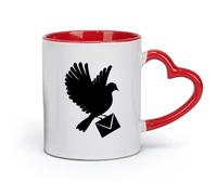 AYUEHBN céramique Tasse en céramique fantaisie Colombe blanche, facteur, oiseau pacificateur, mouche （11oz/320ml） Pour café, flocons d'avoine, thé, facile à nettoyer Rouge