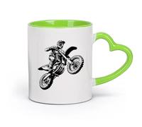 AYUEHBN céramique Tasse en céramique fantaisie Coureur de saut d'obstacles conduisant du motocross freestyle （11oz/320ml） Pour thé, chocolat chaud Vert