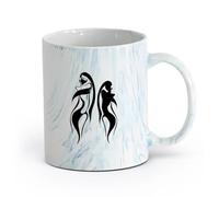 AYUEHBN céramique Tasse en céramique pour café, thé et cacao Belle fille orientale femme silhouette ombre （11oz/320ml） Utilisation au café ou au restaurant Marmorblau