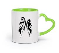 AYUEHBN céramique Tasse en céramique pour café, thé et cacao Belle fille orientale femme silhouette ombre （11oz/320ml） Utilisation au café ou au restaurant Vert