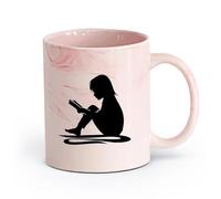 AYUEHBN céramique Tasse en céramique pour café, thé et cacao Fille lisant une histoire à livre ouvert （11oz/320ml） Pour thé, café et boissons chaudes Marmorrosa