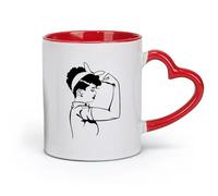 AYUEHBN céramique Tasse en céramique pour café, thé et cacao Girl Power Beauté Femme Force Muscle （11oz/320ml） Pour café, soupe, thé, lait, latte, chocolat chaud, pour femmes et hommes Rouge