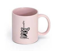 AYUEHBN céramique Tasse en céramique pour café, thé et cacao Musique de guitare électrique Skull Bones Snake （11oz/320ml） Pour thé, chocolat chaud Rose