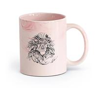 AYUEHBN céramique Tasse en céramique pour café, thé et cacao Roi des bêtes Animal Lion d'Afrique Plumes Tête （11oz/320ml） Cadeau pour homme ou femme Marmorrosa