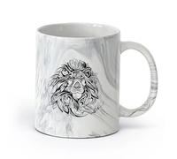 AYUEHBN céramique Tasse en céramique pour café, thé et cacao Roi des bêtes Animal Lion d'Afrique Plumes Tête （11oz/320ml） Cadeau pour homme ou femme Marmorschwarz