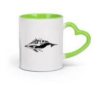 AYUEHBN céramique Tasse en céramique pour la maison et le bureau Baleine bleue Mer Océan Animal Ville Paysage （11oz/320ml） Pour hommes et femmes Vert