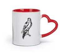 AYUEHBN céramique Tasse en céramique pour la maison et le bureau Plumes de faucon, oiseau de liberté sauvage （11oz/320ml） Cadeau pour homme ou femme Rouge