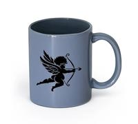 AYUEHBN céramique Tasse en céramique pour la maison et le bureau Romance Cupidon Amour Ange Arc Flèches （11oz/320ml） Tasses à café en céramique pour la maison ou le travail Blaugrau