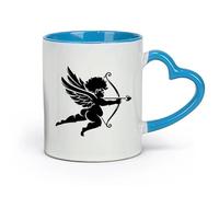 AYUEHBN céramique Tasse en céramique pour la maison et le bureau Romance Cupidon Amour Ange Arc Flèches （11oz/320ml） Tasses à café en céramique pour la maison ou le travail Bleu