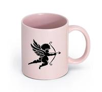 AYUEHBN céramique Tasse en céramique pour la maison et le bureau Romance Cupidon Amour Ange Arc Flèches （11oz/320ml） Tasses à café en céramique pour la maison ou le travail Rose
