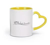 AYUEHBN céramique Tasse en porcelaine Studio de yoga Méditer Respirez simplement Citation sur la fleur de lotus （11oz/320ml） Adapté au micro-ondes Jaune