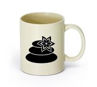 AYUEHBN céramique Tasse, tasse à café/thé Flower Stones Spa Salon de Massage Zen Relax Oriental （11oz/320ml） Lave-vaisselle et micro-ondes, pour le bureau et la maison Hellgelb