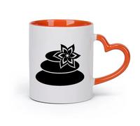 AYUEHBN céramique Tasse, tasse à café/thé Flower Stones Spa Salon de Massage Zen Relax Oriental （11oz/320ml） Lave-vaisselle et micro-ondes, pour le bureau et la maison Orange