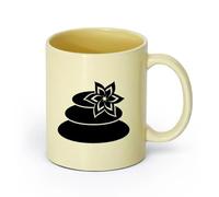AYUEHBN céramique Tasse, tasse à café/thé Flower Stones Spa Salon de Massage Zen Relax Oriental （11oz/320ml） Lave-vaisselle et micro-ondes, pour le bureau et la maison Beige