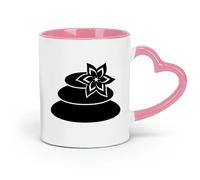 AYUEHBN céramique Tasse, tasse à café/thé Flower Stones Spa Salon de Massage Zen Relax Oriental （11oz/320ml） Lave-vaisselle et micro-ondes, pour le bureau et la maison Rose