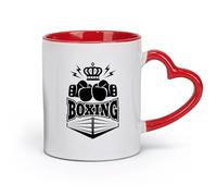 AYUEHBN céramique Tasse, tasse à café/thé Gants de boxe Fight Club Gymnastique Sports King Boxer Crown （11oz/320ml） Idéal pour la maison, le bureau, les cafés, idées cadeaux Rouge