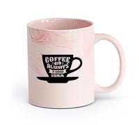 AYUEHBN céramique Tasses à anse confortable Citation de cuisine : le café est toujours une bonne idée （11oz/320ml） Pour café, flocons d'avoine, thé, facile à nettoyer Marmorrosa