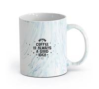 AYUEHBN céramique Tasses à anse confortable Le café est toujours une bonne idée Typographie Coffee House （11oz/320ml） Utilisation au café ou au restaurant Marmorblau