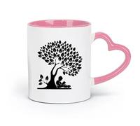AYUEHBN céramique Tasses à café avec anse Garçon lisant un livre, feuilles d'arbre, bibliothèque, rat de bibliothèque （11oz/320ml） Restaurant, bureau Rose