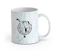 AYUEHBN céramique Tasses à café en céramique blanche Karaté Shaolin Moine tibétain Arts martiaux Chine Tao Méditation （11oz/320ml） Restaurant, bureau Marmorblau