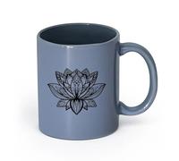 AYUEHBN céramique Tasses à café en céramique blanche Studio de yoga bouddhiste à la fleur de lotus pour méditer （11oz/320ml） Porcelaine fine (céramique) Blaugrau