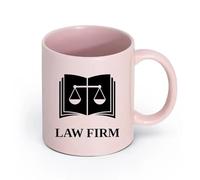 AYUEHBN céramique Tasses à café en grès avec anse Cabinet d'avocats Bureau Avocat Balances Livre Justice （11oz/320ml） Pour thé, café et boissons chaudes Rose