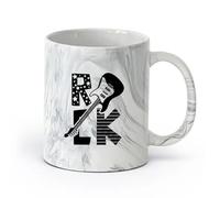 AYUEHBN céramique Tasses à café en grès avec anse Guitare électrique Musique Rock Paroles Forever Free （11oz/320ml） Tasse à café en céramique pour cappuccino, thé, lait Marmorschwarz