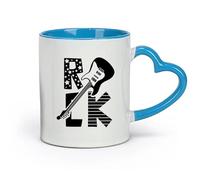 AYUEHBN céramique Tasses à café en grès avec anse Guitare électrique Musique Rock Paroles Forever Free （11oz/320ml） Tasse à café en céramique pour cappuccino, thé, lait Bleu